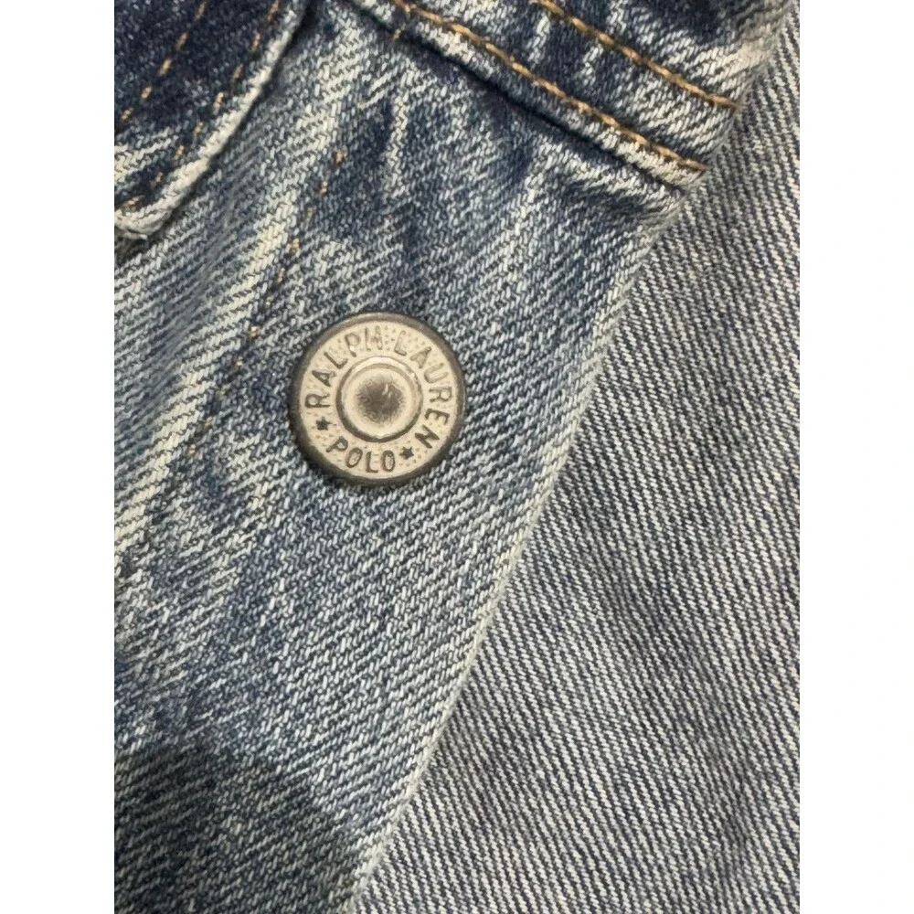 Polo Ralph Lauren Jean Jacket Youth Blue Denim Spell Out Logo Cropped Girl's 7
